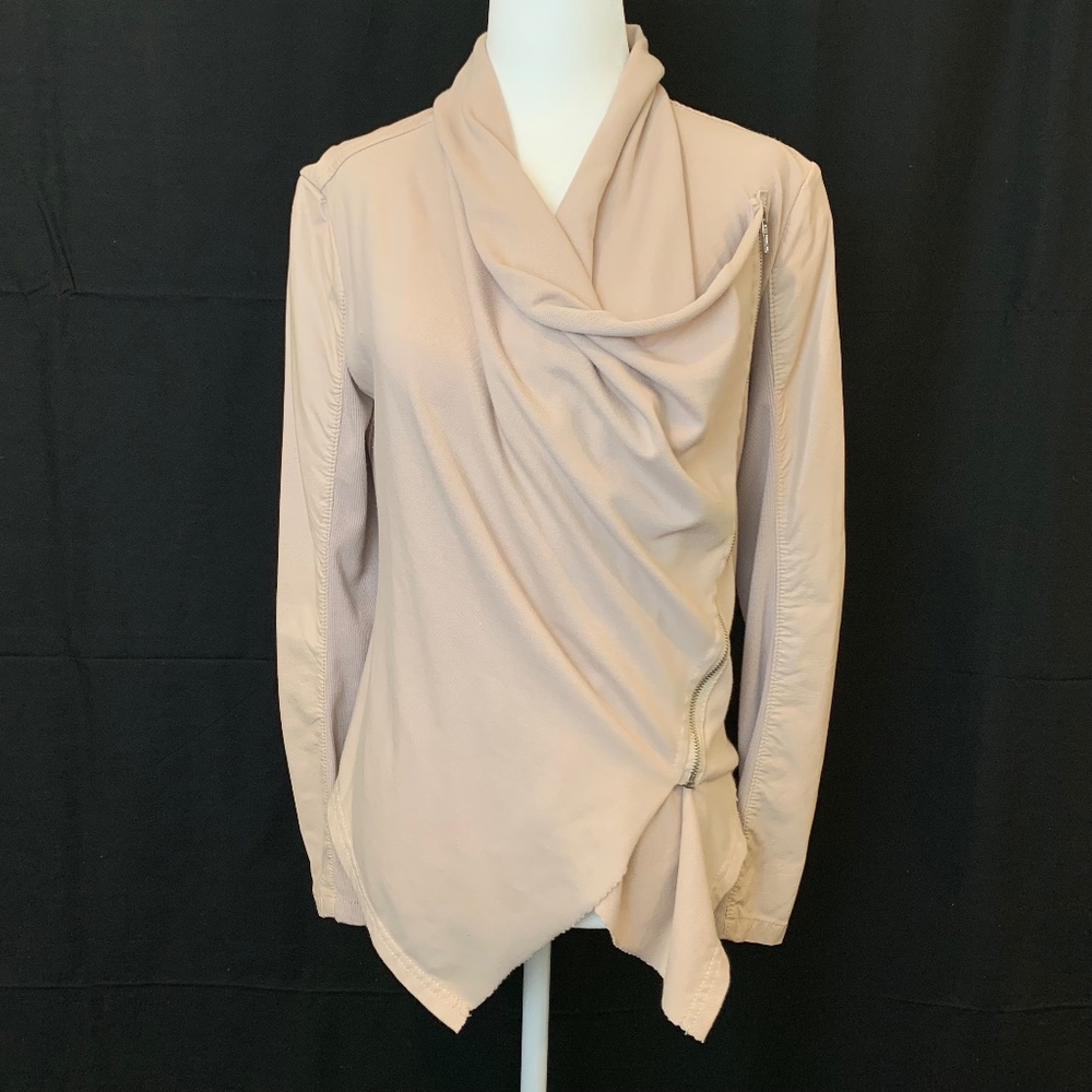 Blank NYC Womens Drape Moto Jacket Faux Leather Asymmetrical Zip Size Sm